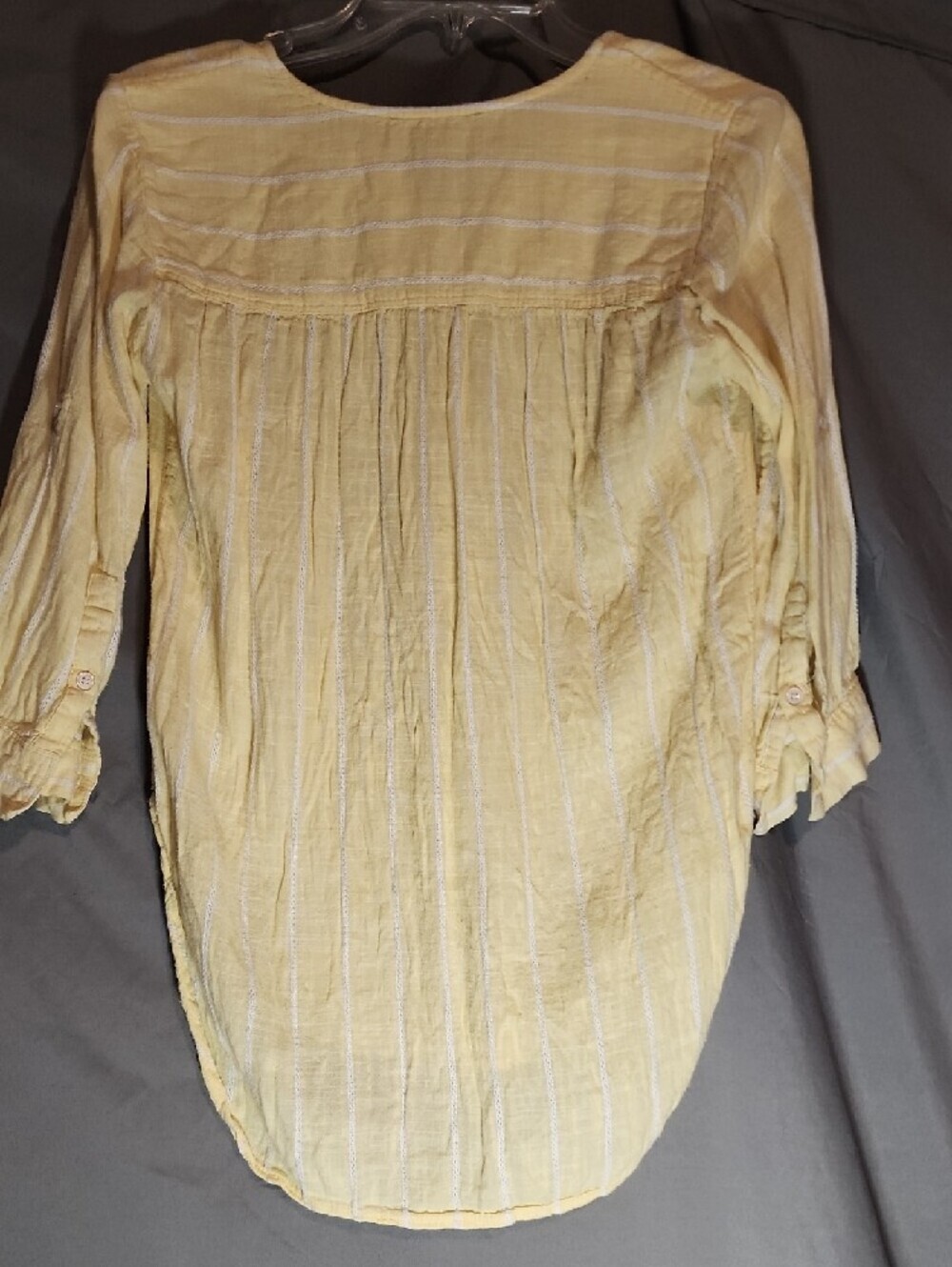 Nine West Yellow Striped Button-Front Tunic Top - Picture 3 of 8
